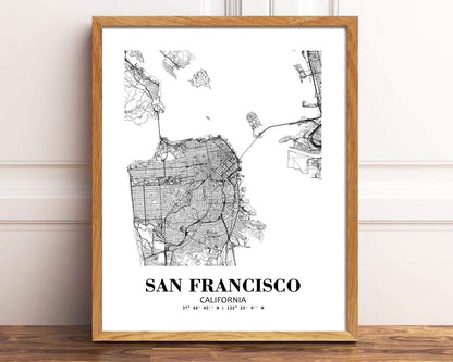 Eleville 8X10 Unframed San Francisco California City View Abstract Road Modern Map Art Print Poster Wall Office Home Decor Minimalist Line Art Hometown Housewarming wgn474