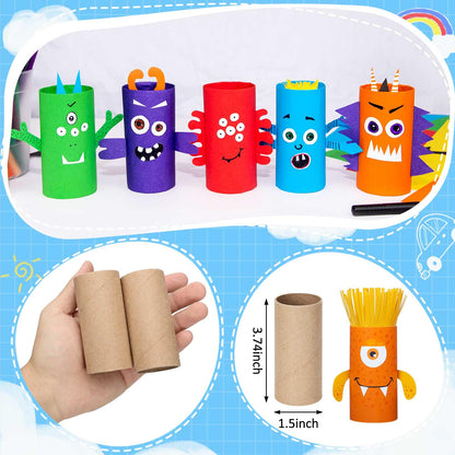 Henoyso 100 Packs Cardboard Tubes for Crafts, Thick Toilet Paper Rolls Empty for Kids Classroom Projects End of School Year Crafts Mother's Day DIY Gift Supplies (1.57 x 3.74 Inch,Brown)