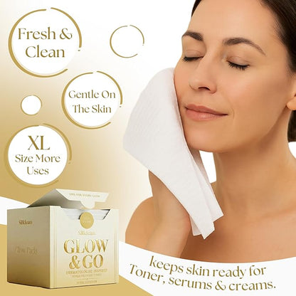 Glow & Go XL Disposable Face Towel 10x15 Inch, 100% Biodegradable Premium Towels