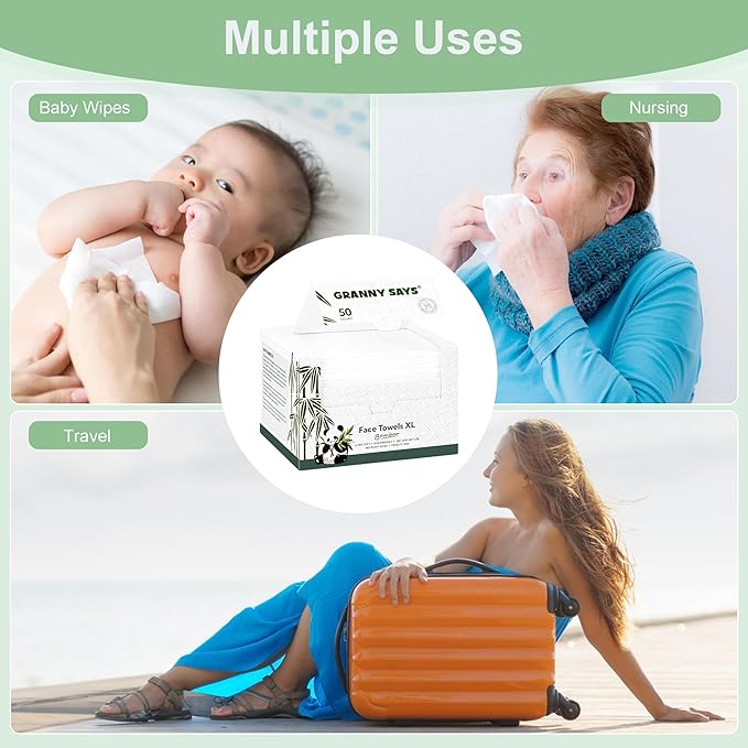 GRANNY SAYS Disposable Face Towel, Face Towelettes Disposable, Disposable Towels