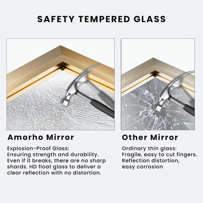 Amorho 24x36 Inch Bathroom Mirror, Gold Thick Metal Framed Wall Mirrors for Over Sink, Wall-Mounted Mirrors Perfect for Bedroom, Living Room, Entryway, Rectangle (Horizontal/Vertical).