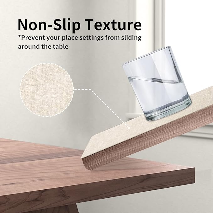 Maxpearl Faux Leather Placemats Set of 6 - Waterproof - Wipe Clean - Heat Resistant - Anti Slip Dining Table Place Mats, Suitable for Indoor & Outdoor Use, 17’’×12’’, Beige