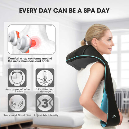 MagicMakers Electric Shiatsu Neck Massager with Heat - Pain Relief for Back, Shoulders & Feet - Gift for Men, Women, Mom & Dad - From Daughter or Son - Ideal for Christmas, Mother's Day & Father's Day