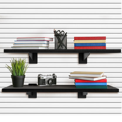 Tcevily 3 Pack Wooden Slatwall Shelf, 24" x 12" Slat Wall Shelves with Metal Brackets Heavy Duty Slatwall Shelving Organizer Accessories for Home Garage (3, 11.8" x 23.6")