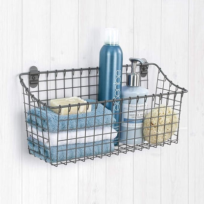 Spectrum Extra Large Wire Wall Mount Storage Basket Industrial Gray, Vintage
