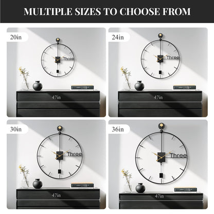 Cuspin 30 inch Large Wall Clocks Battery Operated Wall Clock with Pendulum, Silent Non-Ticking Metal Clock for Living Room Decor, Modern Decorative Hanging Clock for Bedroom, Office, Kitchen, Home