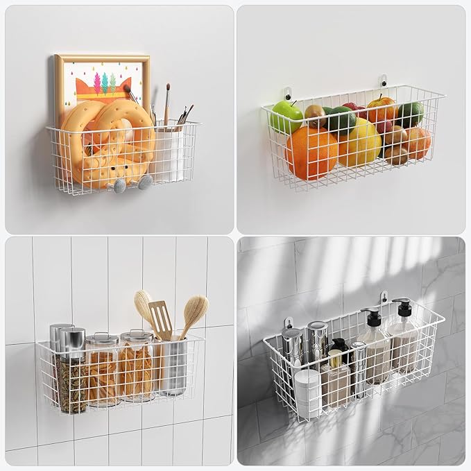 MaraFansie Wire Basket 4-Pack Hanging Wall Organizer Cabinet Storage Basket