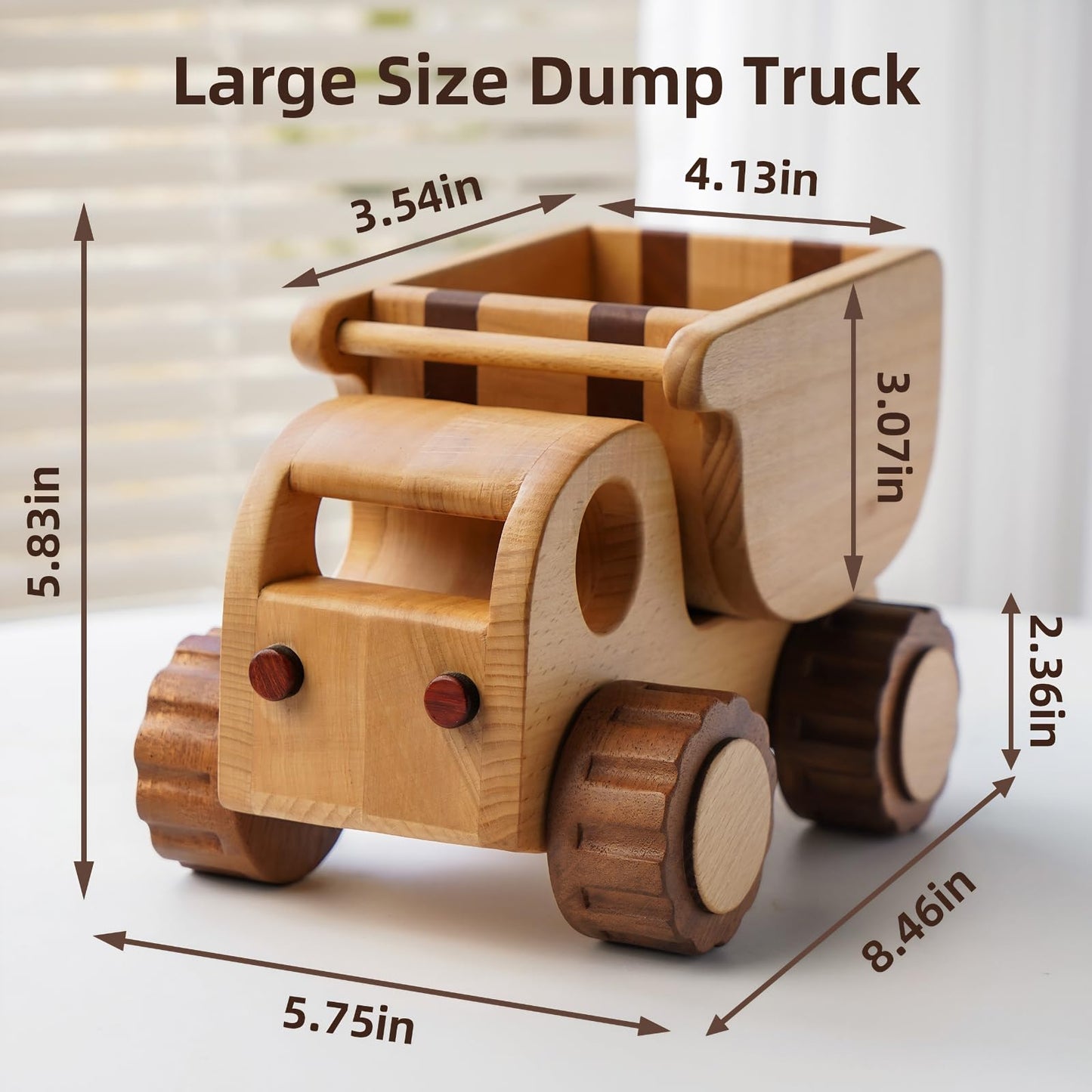 DadCarved Wooden Dump Truck for Toddlers Kids