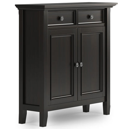 SIMPLIHOME Amherst Solid Wood 48 inch Wide Storage Bench that Seats 2 and 36 inch Wide Storage Cabinet in Hickory Brown for the Living Room, Entryway, and Family Room, Transitional Style