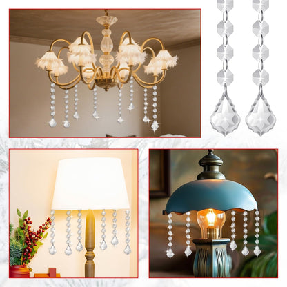 100 Pcs Clear Acrylic Crystal Ornament Beads Hanging Glass Crystals Clear Acrylic Prisms Pendant Ornaments for Centerpieces, Chandelier, Wedding Decor
