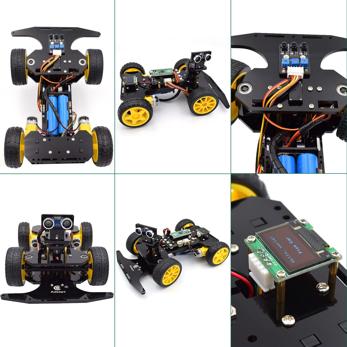 Adeept Smart Car Kit Compatible with Raspberry Pi Pico, Line Tracking, Obstacle Avoidance, Colorful Light, DIY STEM IR Remote Controlled Educational Robot Car Kit with MicroPython Code and Tutorials
