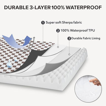 JOEJOY Dog Bed for Large Dogs, Large Orthopedic Dog Bed with Removable Washable Cover, Cute Modern Plush & Memory Egg Crate Foam Dog Bed, 36 x 27 inch, Cofffee
