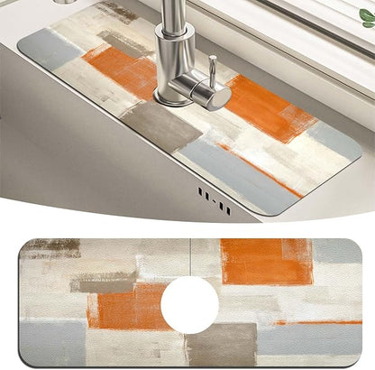 MCALK Orange Kitchen Sink Faucet Mat Splash Guard, Absorbent Quick-Dry Kitchen