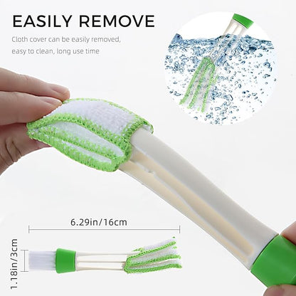 4Pcs Window Venetian Blind Cleaner Duster Tool, Washable 7 Fingers Dusting