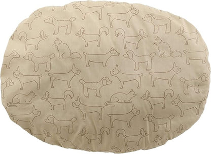 Richell: Oval Pet Bed - Medium Brown - Dogs & Cats, Flexible Waterproof Plastic Frame, Washable Polyester Cushion Size 21.7x16.1x2.2