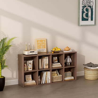 OSCHF 8-Cube Storage Shelf Bookcase - Wooden 4-Tier Floor Standing Open Bookshelf for Home and Office, Cuby Orgainzer, Walnut