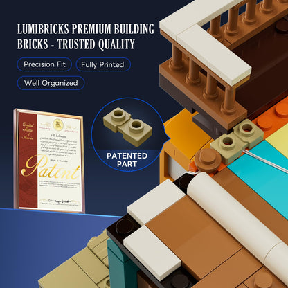 Lumibricks Moon Bar Lighting Building Bricks Set - Road Trip Modular Collection Display Kit with LED and Minifigures 2186 Pcs for Adults & Teens & Marine Enthusiasts