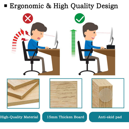 TEAMIX Wood Monitor Stand Riser - 2 Pack Adjustable Dual Monitor Riser for Laptop/PC