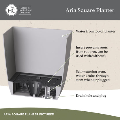 The HC Companies ASP08000P26 Square Planter, 8", Black Onyx