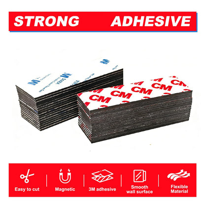 CHUNNIAO A+B Matched Magnetic Strips with Adhesive 2"x1"x0.04" (Pre-Cutting 96 Pcs),Adhesive Magnet to Magnets Stick Face to Face,Great for Bookmarks Craft