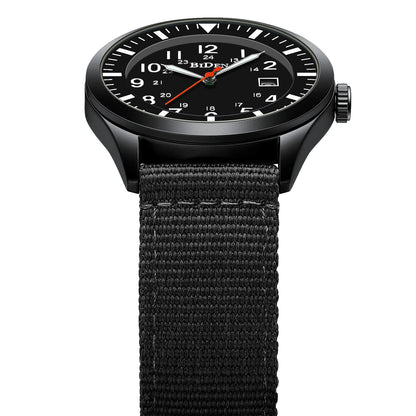 HANPOSH Mens Watches Military Army Analog Quartz Sports Waterproof Wrist Watch for Men with Date Display Nylon Strap Tactical Field