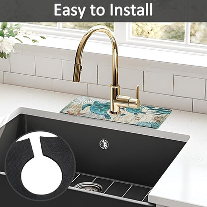 15" X 5.5" Kitchen Sink Splash Guard Faucet Mat Sea Turtles Super Absorbent