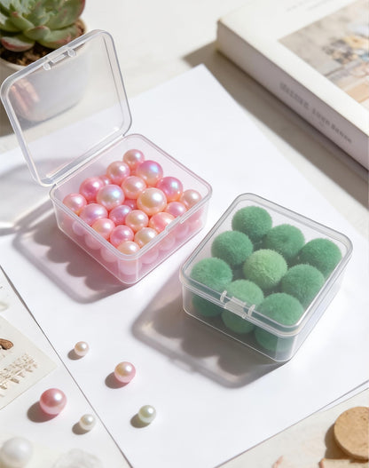 Forever bene 17 Pack Clear Plastic Storage Boxes with Lids, 3x3x1.4 Inches Square Organizer Containers for Small Parts, Crafts, Jewelry, SMT Components