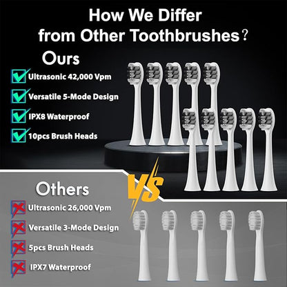 Diamond Style - Electric Toothbrush, 10 Brush Heads & Travel Case, 000 VPM