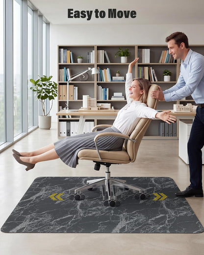 Asrug Office Chair Mat for Hardwood Floor 36" x 48" Desk Computer Chair Mat for Rolling Chair PVC Plastic Durable Non-Slip Under Desk Rug,Hard Floor Protector for Office Home, Gray Marble Design Mat