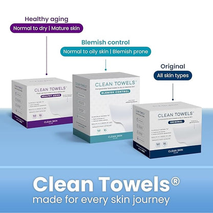 Clean Skin Club Clean Towels®, 100% USDA Biobased Face Towel, Disposable Face