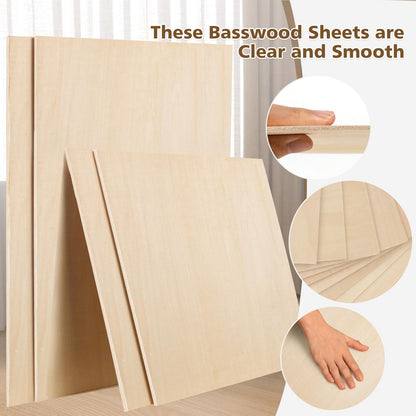 Adrattnay Basswood Sheets 3mm - 1/8 x 16 x 16 inch, 24pcs Square Laser Basswood Plywood for Laser Cutting & Engraving DIY Crafts, Wood Burning, Painting, Architectural Model Building