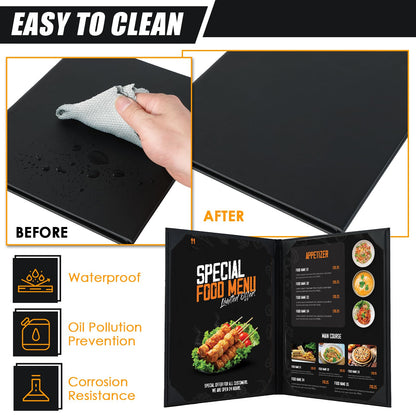 NATGAI Restaurant Menu Covers 8.5" x 11", 10 Packs PU Leather Menu Holders, Waterproof Double View Restaurant Menu Holders, Fit for Letter Size Restaurant Bar Cafe Hotel (2 View, 8.5"×11")
