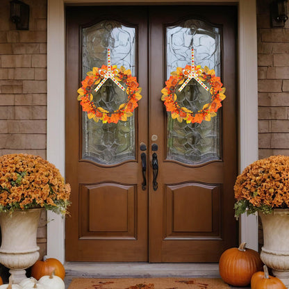 Cinrobiye 178 PCS Mini Fall Wreath Decorations Kits DIY Thanksgiving Maple Leaf Wreath for Front Door Autumn Candle Rings Wreaths Crafts for Garden Indoor Art Wall Hanging Wedding Table Home Decors