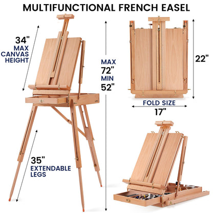 196Pcs Deluxe Artist Painting Set with French Easel, 48 Colors Acrylic & Oil Paints, 24 Colors Watercolor Paints, Art Paint Supplies for Artists, Beginner & Adults