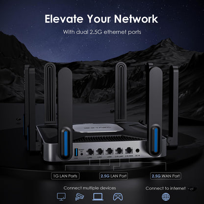 WAVLINK AX6000 WiFi 6 Router Dual Band, 2.5 Gbps WAN/LAN Port, Covers up to 2,150 Sq. ft and 256 Devices, 8x5dBi Antennas, AI QoE, WPA3 & VPN Security for Home/Office, MU-MIMO, Beamforming
