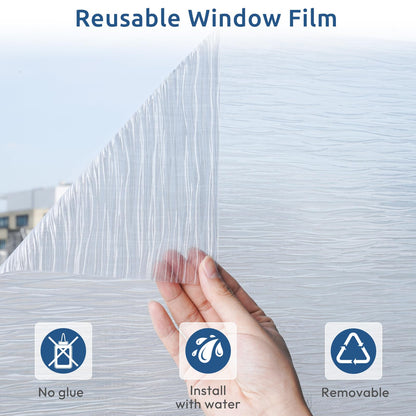 rabbitgoo Window Privacy Film Frosted Glass Film Removable Vinyl Door Coverings UV Blocking Decorative Static Cling Non-Adhesive Window Clings Sticker for Home Decor, 23.6 x 118.1 Inches