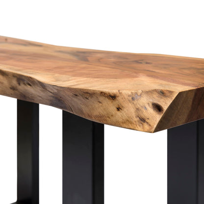 Alaterre Furniture Alpine Live Edge Modern End Table - 2-Tier Narrow Side Table with Open Storage Shelf - Solid Wood and Metal Modern Nightstands for Living Room or Bedroom (Natural)