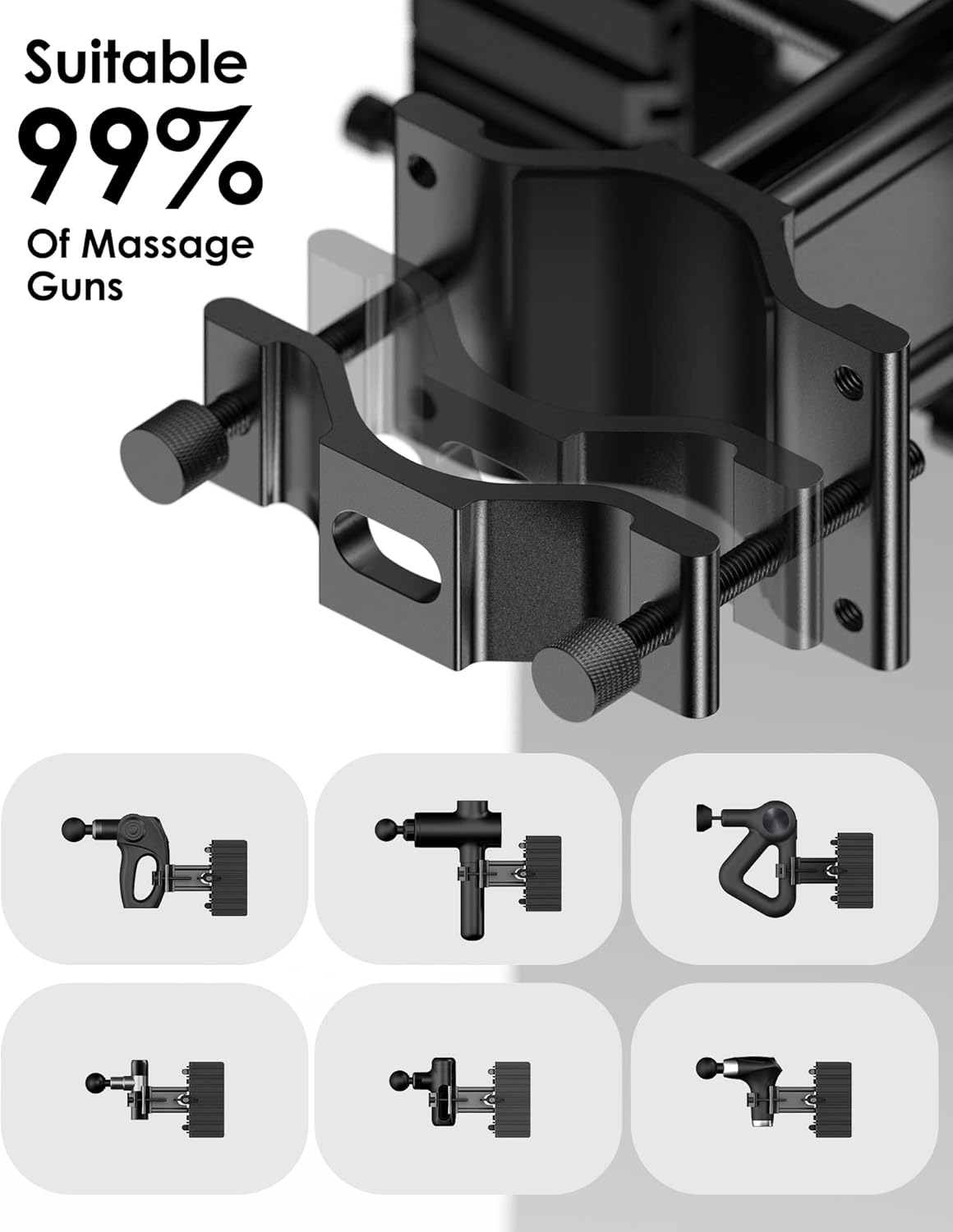 Self Massage Gun Holder PRO for Back, Muscle Hands Free Percussion, Compatible with Most Massage Gun, Design for Hard-to-Reach Area Holder ONLY