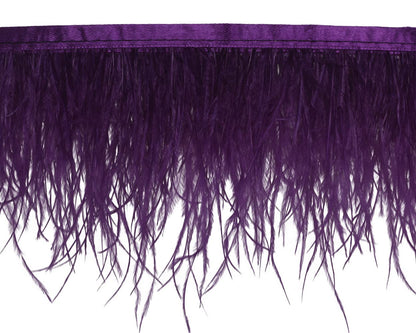 Ostrich Feathers Sewing Fringe Trim Ribbon for Crafts Clothes Accessories Latin Wedding Dress DIY 2-5 Yards 3-4inch Width (5 Yards, Purple)