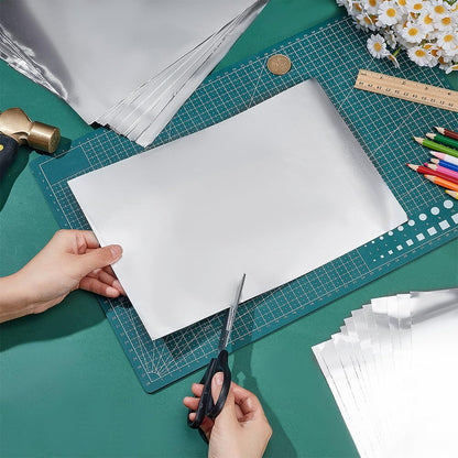 OLYCRAFT 30 Sheets Aluminum Metal Crafts 11.8x7.9 Inch Double-Sided Silver Art Metal Foil Sheets 0.1mm Thick Tinfoil Flashing Metals Sheet for Painting Engraving and Embossing Art Project DIY Crafts