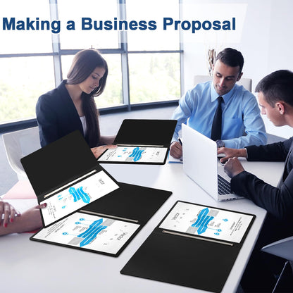 12 Pcs Pressboard Report Cover Letter Size 3" Capacity Presentation Binder Folder 8.5x11 Inch Metal Prong Fastener with Compressor for Reports Business Contract Proposal Documents, Black