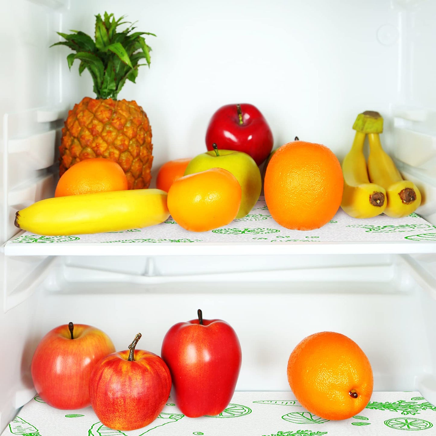 Amyhill 10 Pcs Refrigerator Shelf Liners Absorbent Fridge Mats Washable Fridge Drawer Liners for Shelves, Kitchen, Home, Cabinet, Trays(Fruits, 12 x 24 Inch)