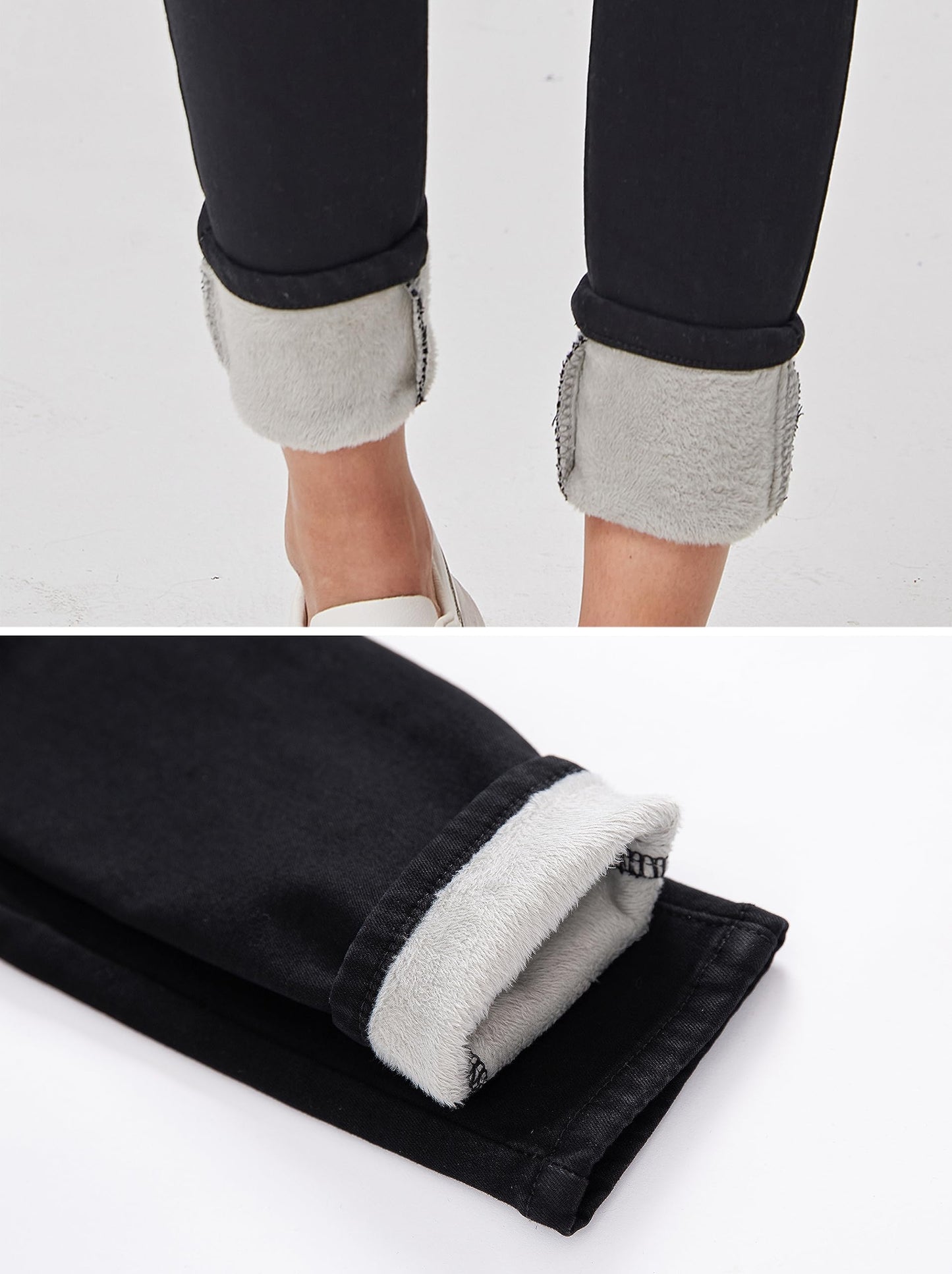 Yehopere Women's Winter Fleece Lined Jeans Slim Fit Warm Skinny High Waist Denim Jeans