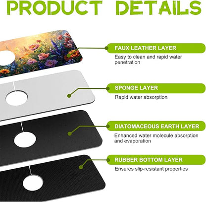 Kitchen Sink Splash Guard Faucet Mat Super Absorbent Fast Drying Mat Guard