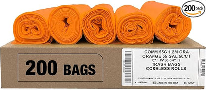 Ultrasac Heavy Duty 55 Gallon Orange Trash Bags