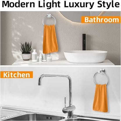 Brushed Silver Towel Ring 2Pack, SUS304 Stainless Steel Hand Towel Holder