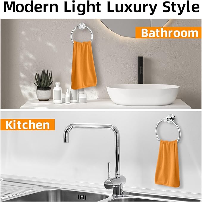 Brushed Silver Towel Ring, SUS304 Stainless Steel Hand Towel Holder
