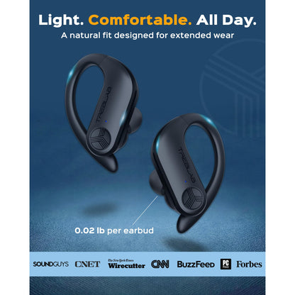 TREBLAB X3 Pro - Sports Wireless Ear Buds Bluetooth - Comfortable Workout Headphones with Secure Ear Hooks, 9H Long Battery Life, IPX5 Sweatproof Earphones, Noise Isolation Over Ear Earbuds