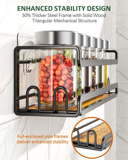 Doakhirmit Wall Mount Spice Rack, Black,4 Pack