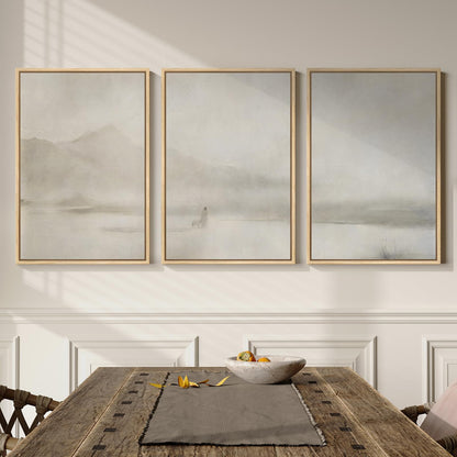 Framed Christian Wall Art Set of 3, Jesus Leaves the 99 Sheep Framed Canvas Prints, Neutral Beige Minimalist Scripture Artwork for Living Room Bedroom Prayer Room Office, 16x24 Inch